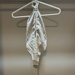 Ribbed Halter Bodysuit in Off-White